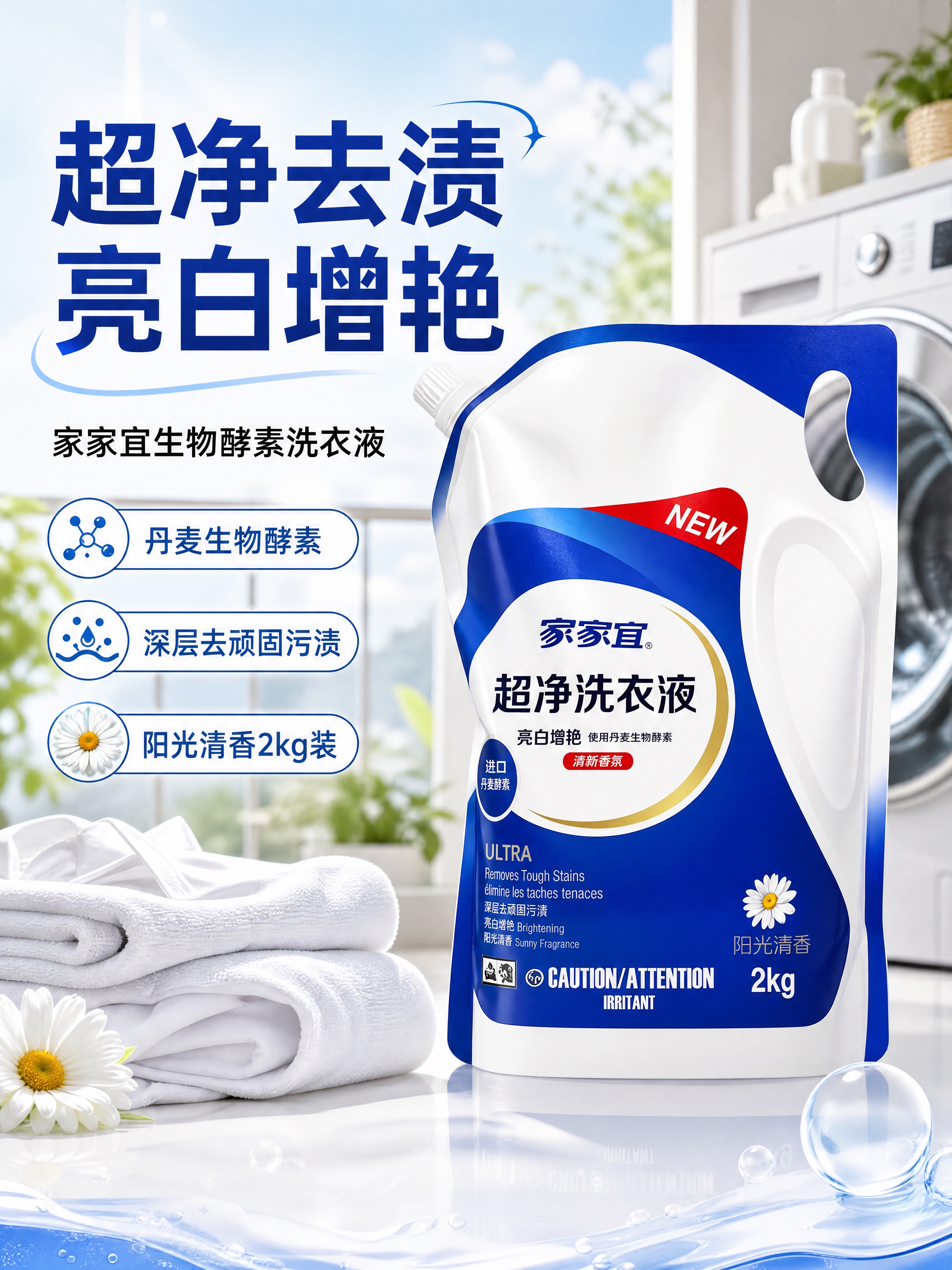 [商品] 使用【图1】家家宜超净洗衣液2kg袋装；保留蓝白包装… - 图片创意预览