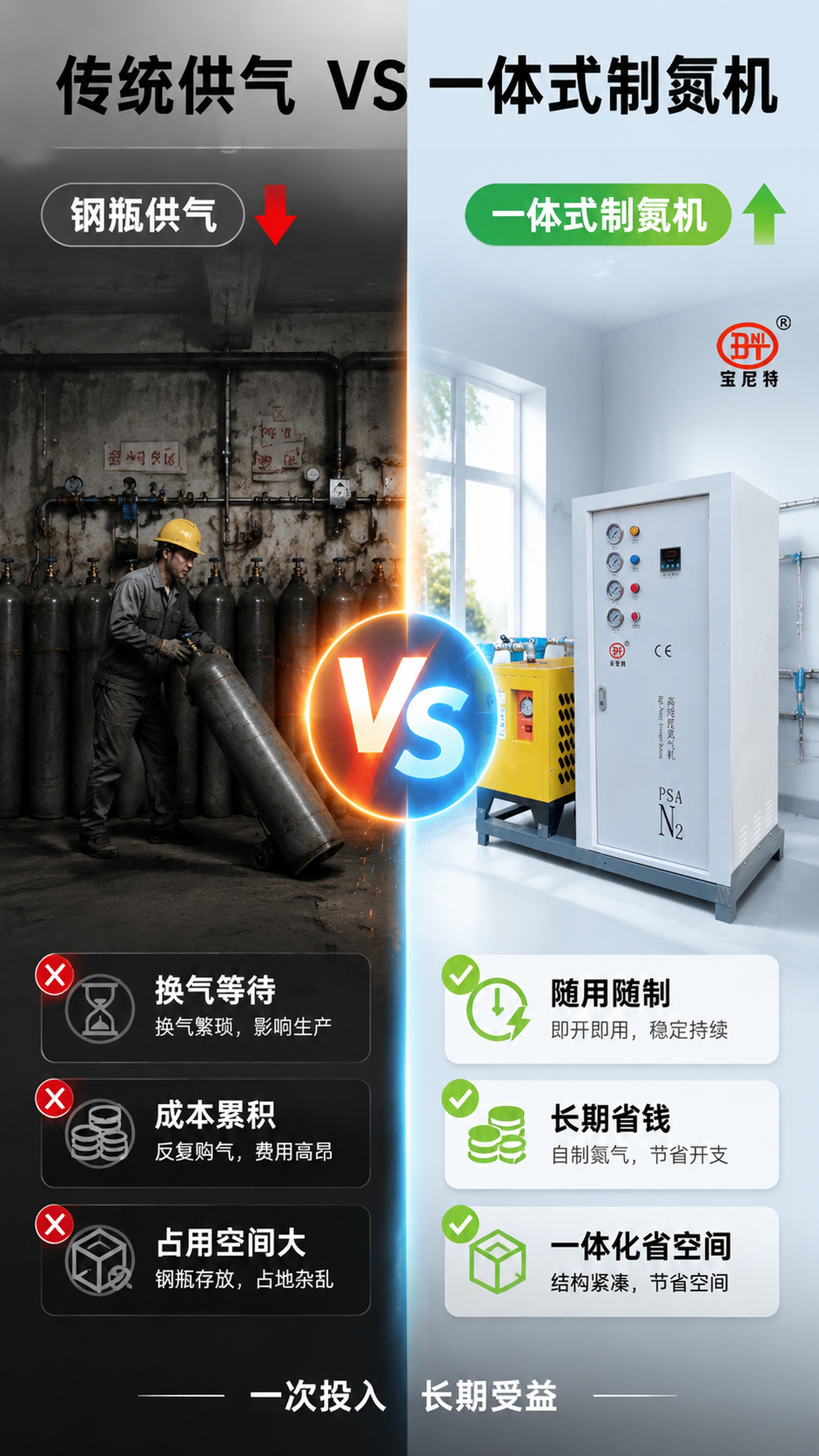 [第6屏] 使用前后对比——传统钢瓶供气 vs 一体式制氮机方… - 图片创意预览