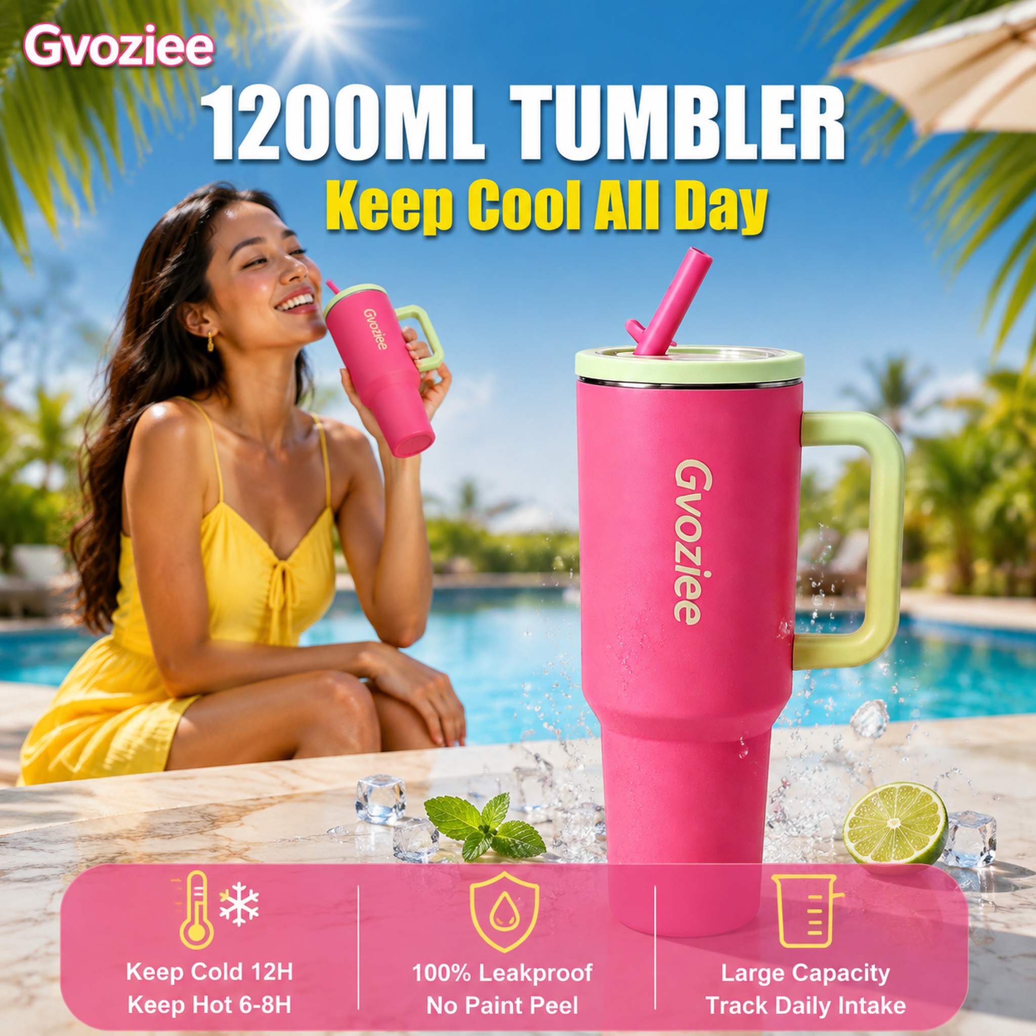 [单张主图] 1200ML Tumbler botol Lea… - 图片创意预览