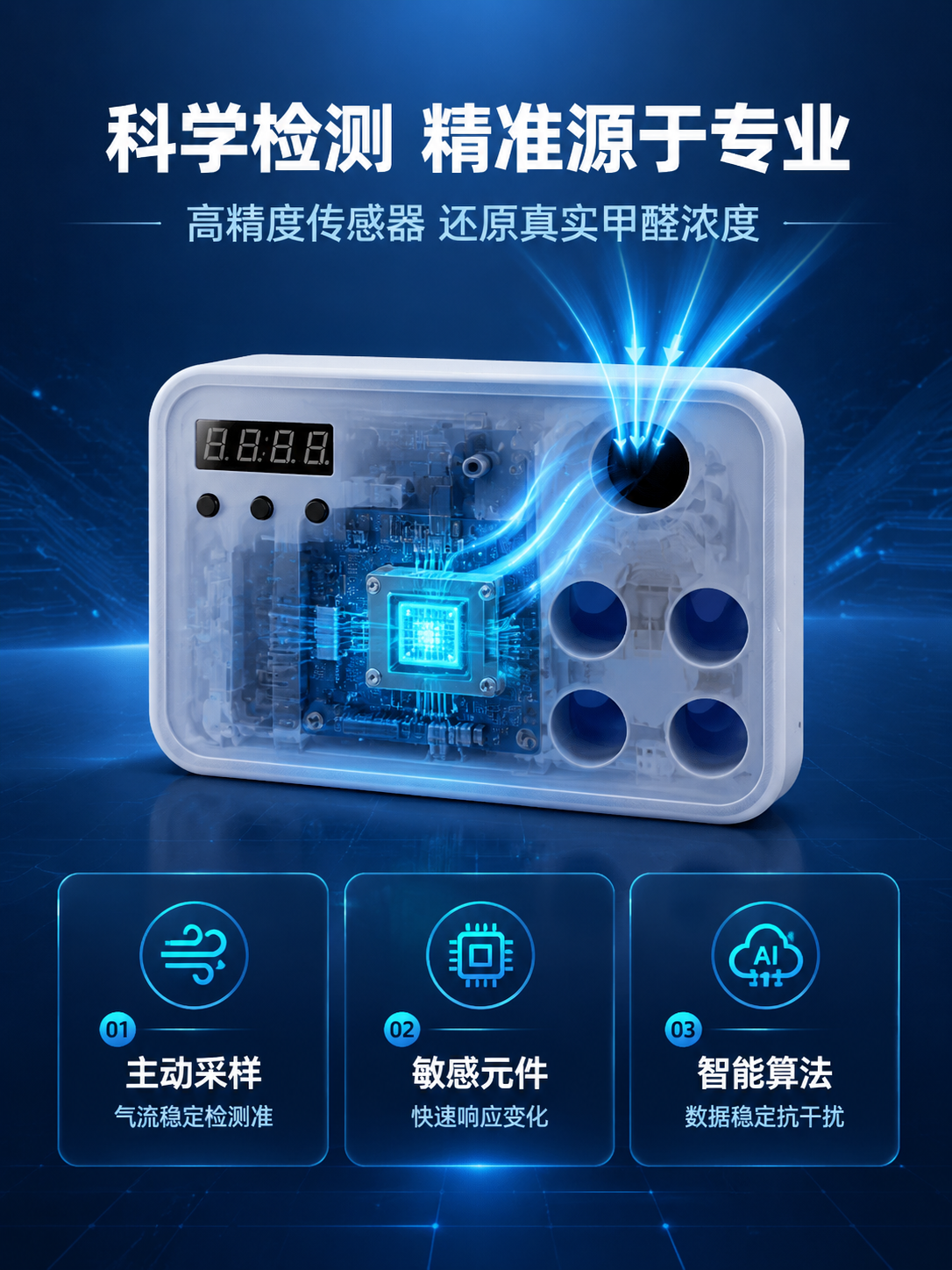 [商品] 使用【图2】白色款空气甲醛检测仪；保留产品正面结构、… - 图片创意预览