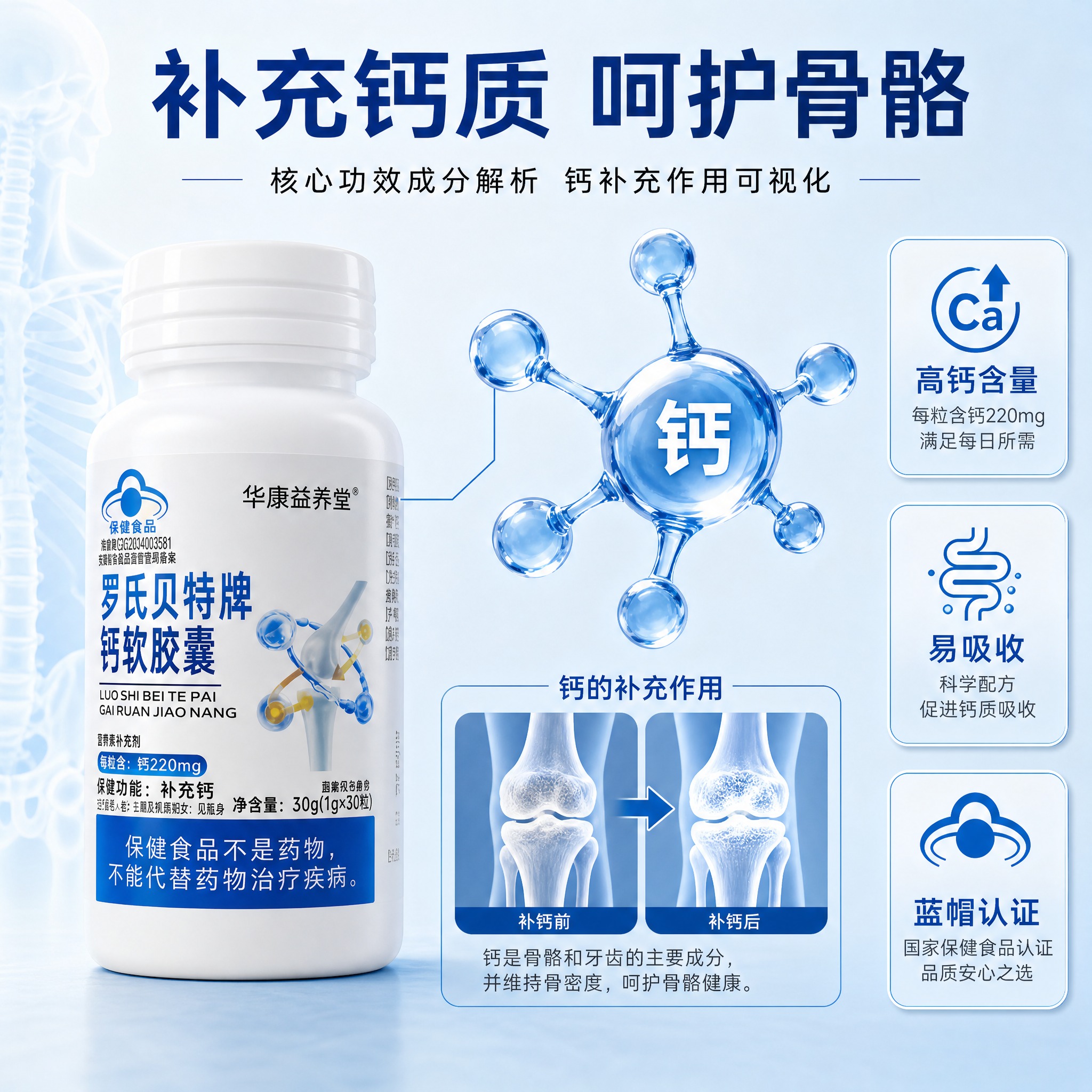[主图-2] 核心功效成分解析 钙补充作用可视化 [统一基调]… - 图片创意预览