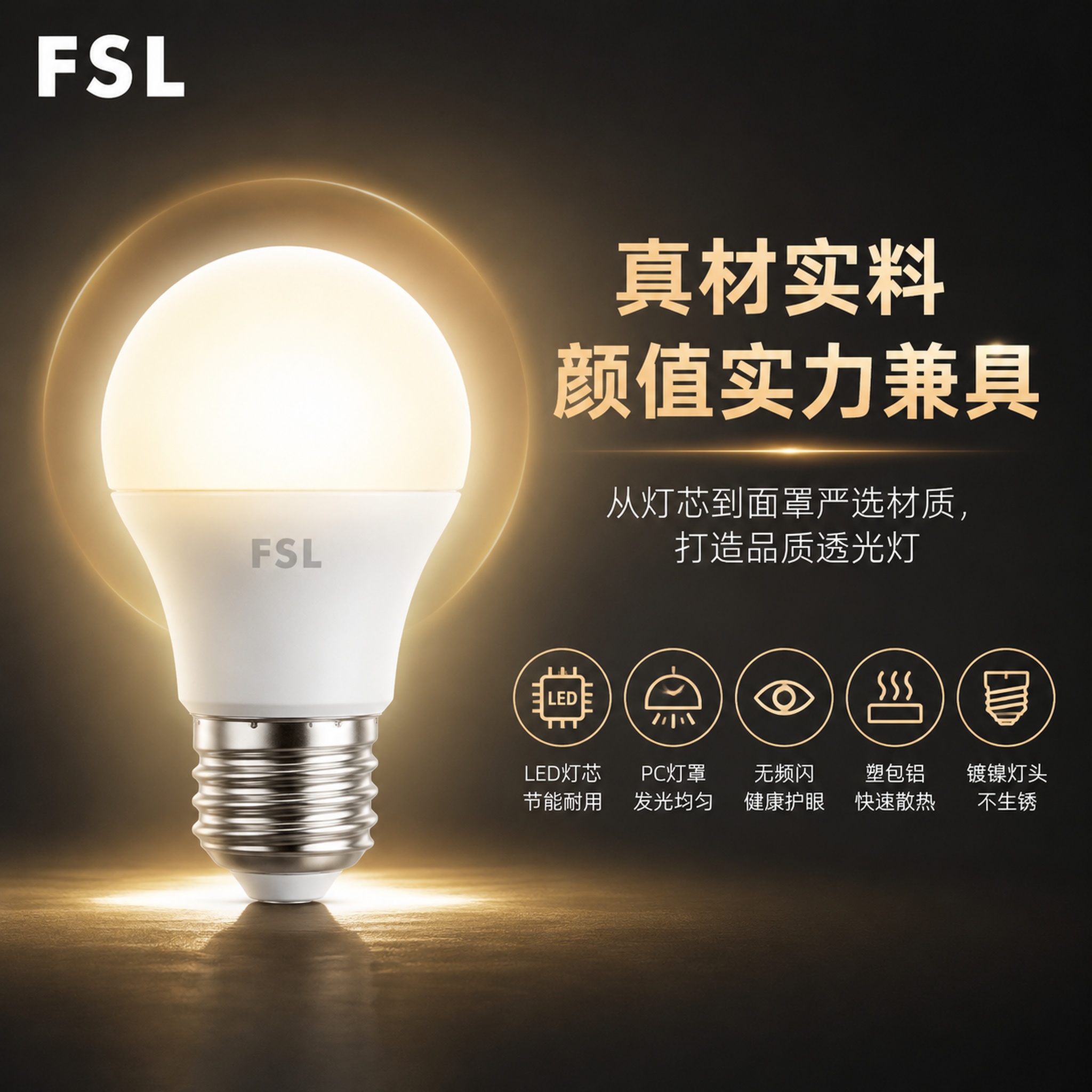 将这张LED灯泡海报重新生成为正方形1:1比例（800x800… - 图片创意预览