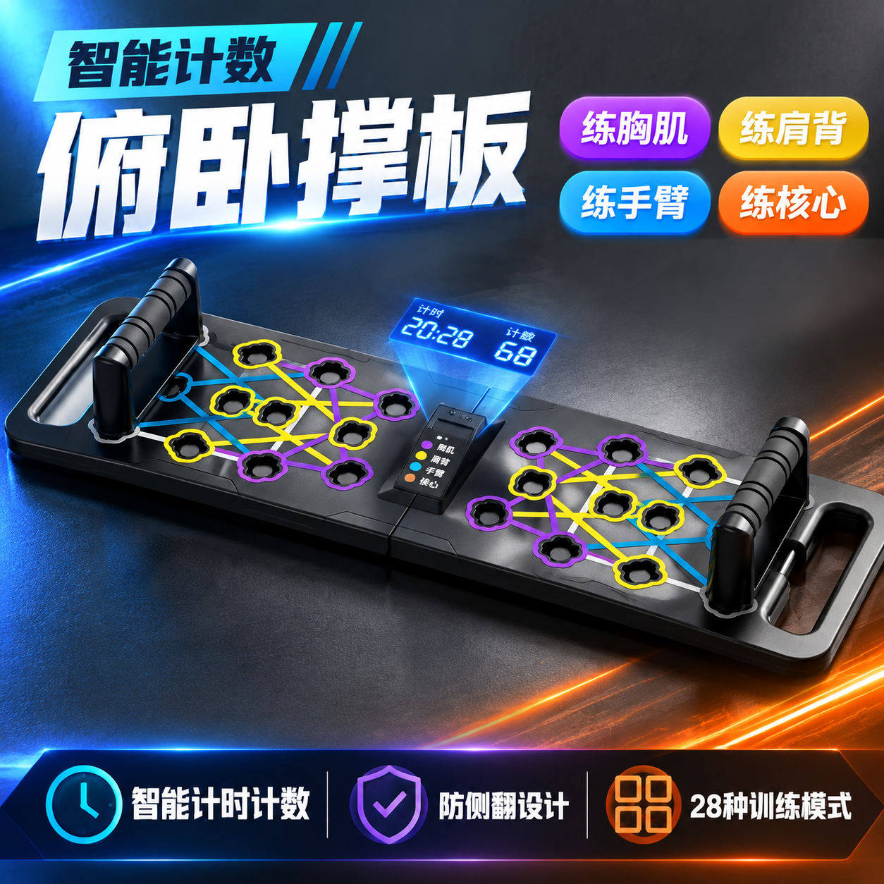 [主图-1] 智能计数俯卧撑训练板首图点击率海报，突出产品全貌… - 图片创意预览