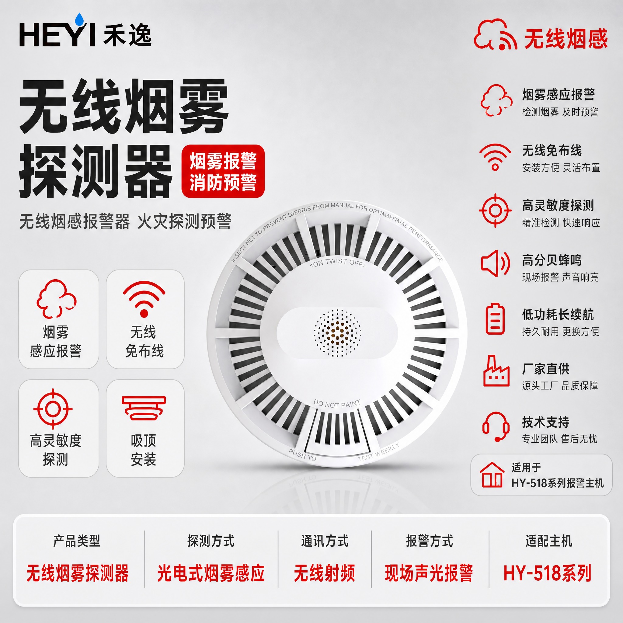 [主图-1] 首图点击率，主题：无线烟雾探测器 烟感报警器。参… - 图片创意预览