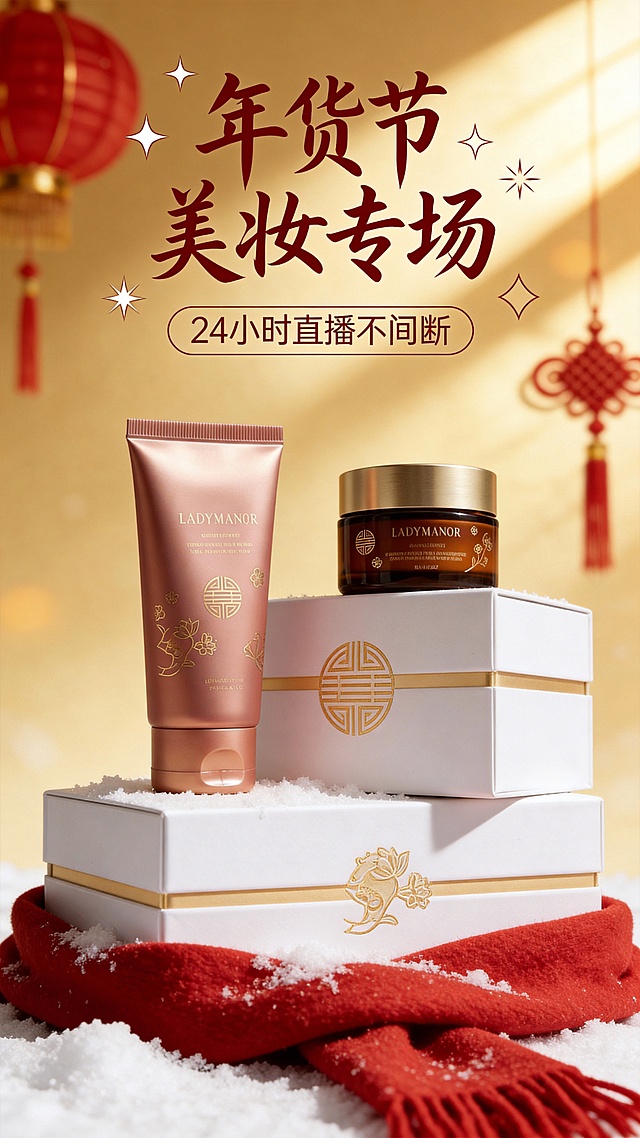 马年年货节美妆商品海报