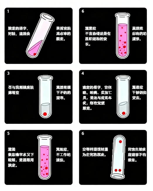 将提供的6张图片整合到一张图中，遵循排版要求：分成6组，每组一行，每组包含两张图片，文字放在每张图片两侧，整体干净整齐，白底，保持原有图片内容不变预览效果