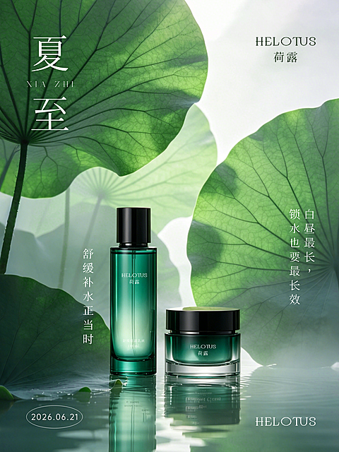 夏至护肤品节气营销清新实景风小红书封面