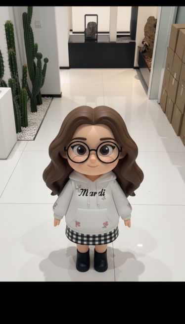 按我提供的照片创造一個Q版仿真的角色公仔，完整全身照，整体风格为Pixar动画风格预览效果