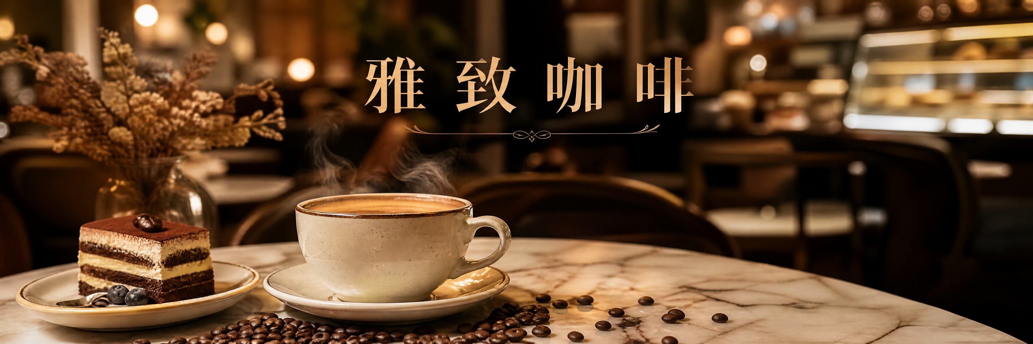 雅致咖啡海报设计，写实摄影风格，画面展示一杯冒着热气的精品咖啡… - 图片创意预览