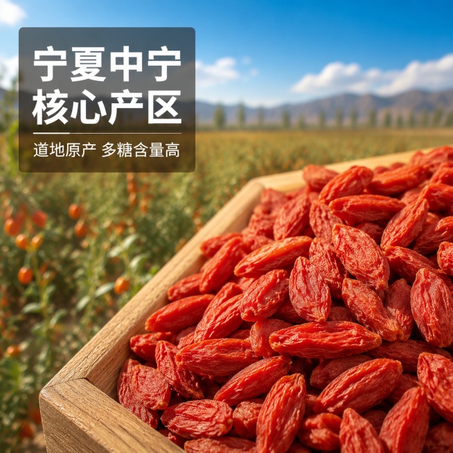 「图片1」，生成一套主图（5张），商品名称是宁夏枸杞，**头图标题文字**（压在图上方，两行，大字，暗红色）：
> **藏百草·宁夏枸杞**
> 直接嚼｜泡水喝｜煲汤放

**副标题**（小字，可选）预览效果