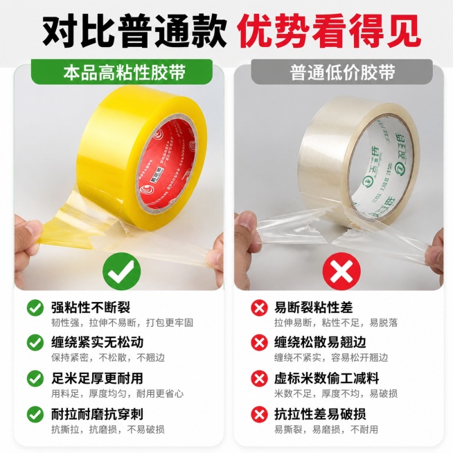 「图片1」「图片1」「图片1」「图片1」「图片1」，生成电商主图（10张），商品名称是胶带，卖点是透明胶带 高粘性不易断，加粘 特能沾，源头工厂 拒绝暴利，加大加宽不易断，粘性强 韧性好 不易断，适配预览效果