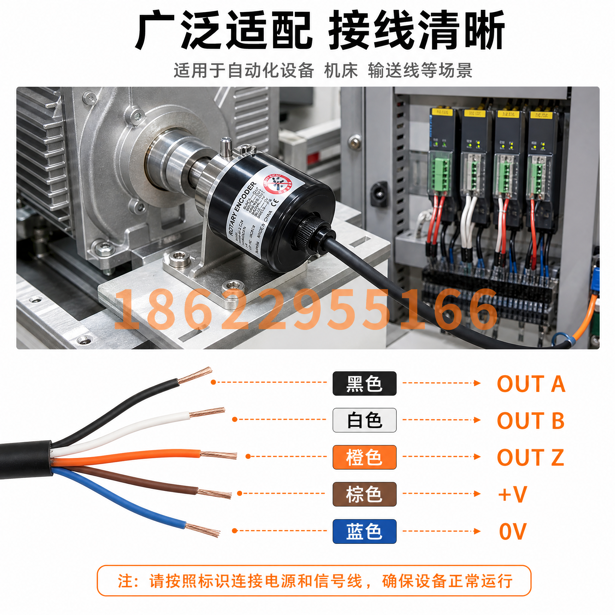 [主图-4] 旋转编码器应用场景与接线说明 展示工业设备安装使… - 图片创意预览