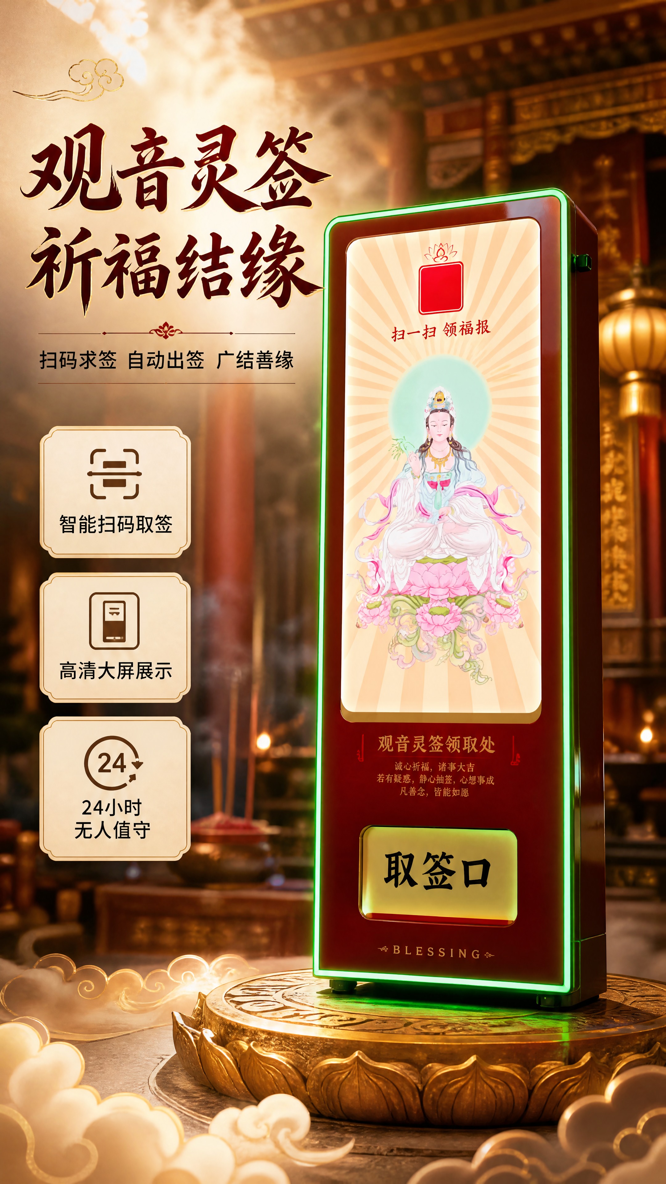 [商品] 使用【图1】观音灵签款自助售货机（左侧绿色灯带款）；… - 图片创意预览