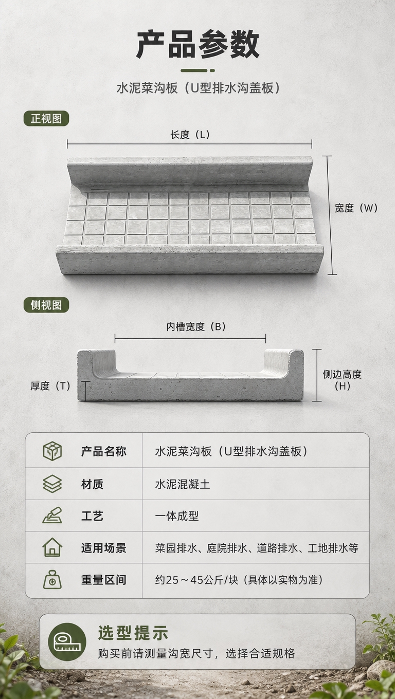 [商品] 使用【图1】水泥菜沟板（U型排水沟盖板）；保留U型槽… - 图片创意预览