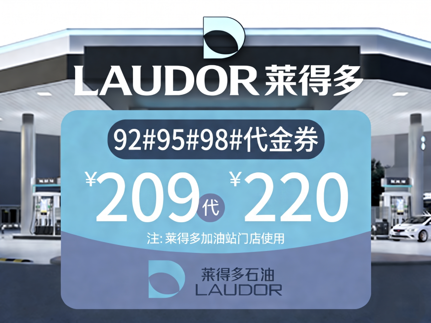 修改图片文字：将边圈内“92#95#代金券”改为“92#95#98#代金券”，“279”改为“209”，“300”改为“220”，保持整体排版、风格、配色不变预览效果