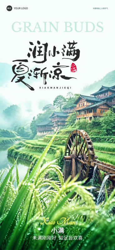 小满节气祝福实景全屏竖版海报预览效果