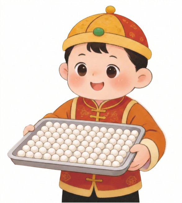 把图片中人物端的汤圆变小一点、变多一点，其他的不变预览效果