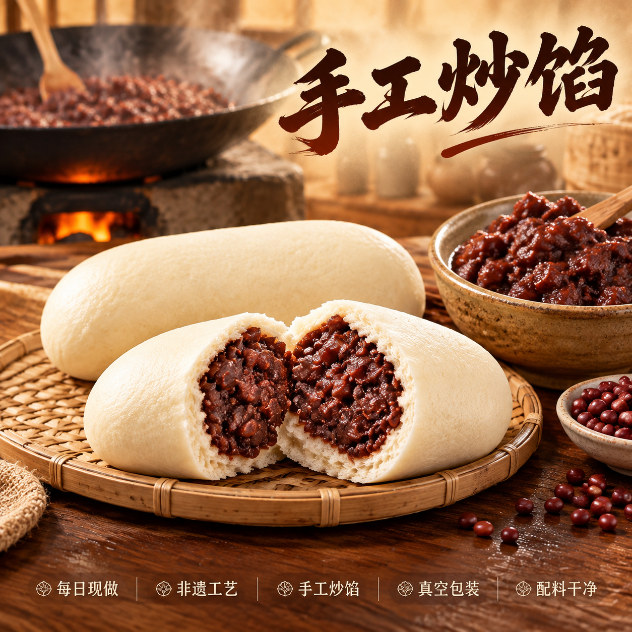 【电商主图生成-第3张/主打卖点：手工炒馅】基于参考图生成80… - 图片创意预览