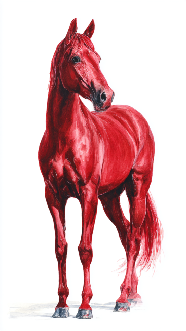 A well-built adult horse, with a clearly defined head, erect ears, bright and lively eyes, a long a预览效果