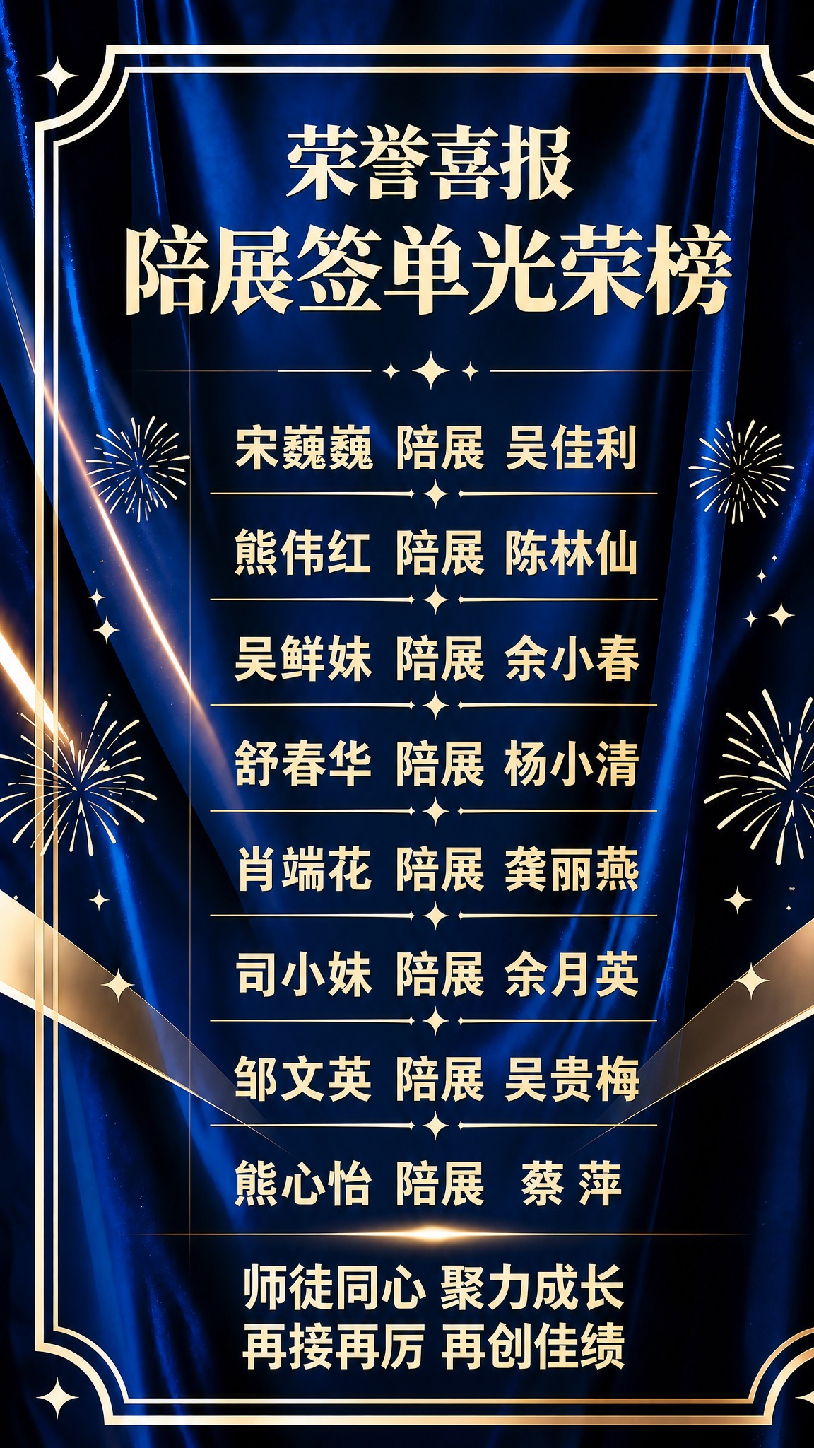 参考这张竖版蓝金风格的喜报海报，保持完全相同的深蓝色绸缎背景、… - 图片创意预览