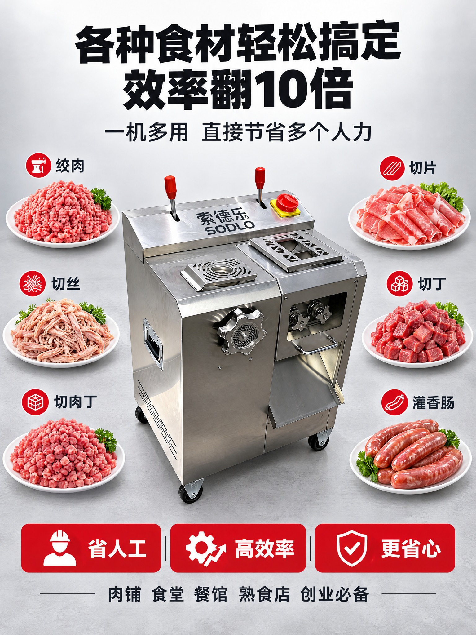 [详情图] 索德乐商用多功能绞切一体机 各种食材轻松搞定 省人… - 图片创意预览
