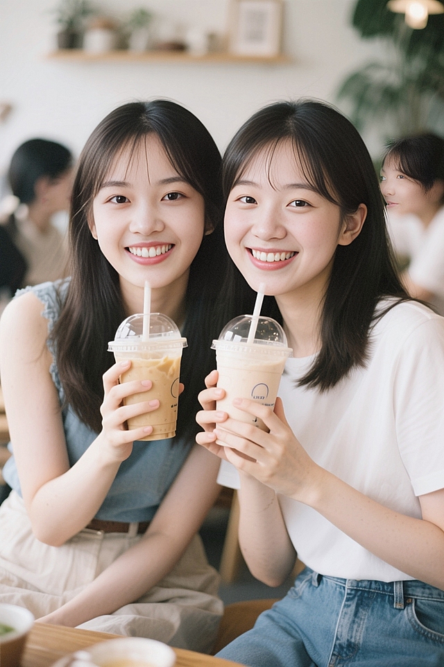 清新柔和的东亚风实景，手账风设计，展现舒适惬意的午后时光。