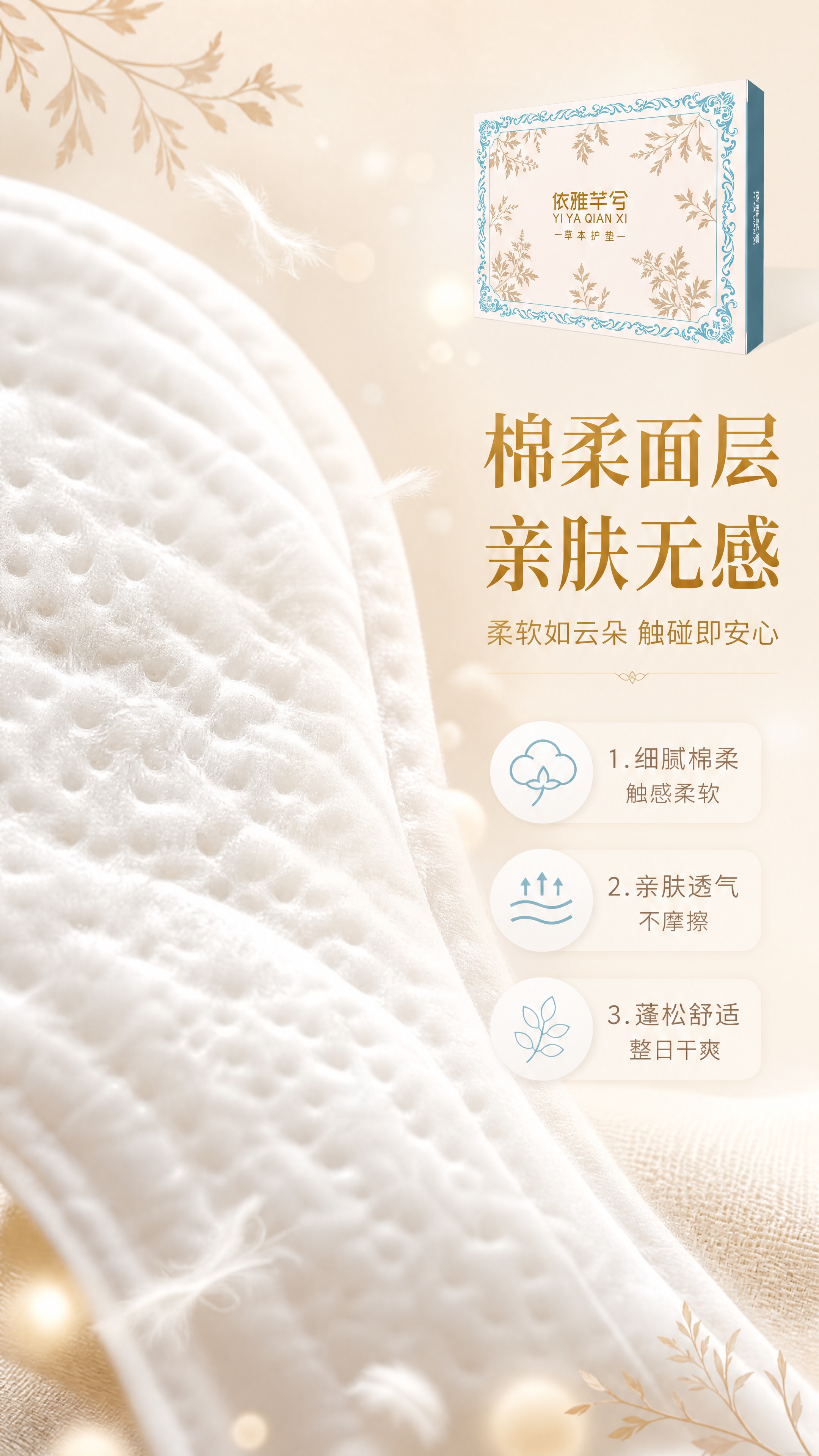 [商品] 使用【图1】依雅芊兮草本护垫产品包装盒在右上角展示；… - 图片创意预览