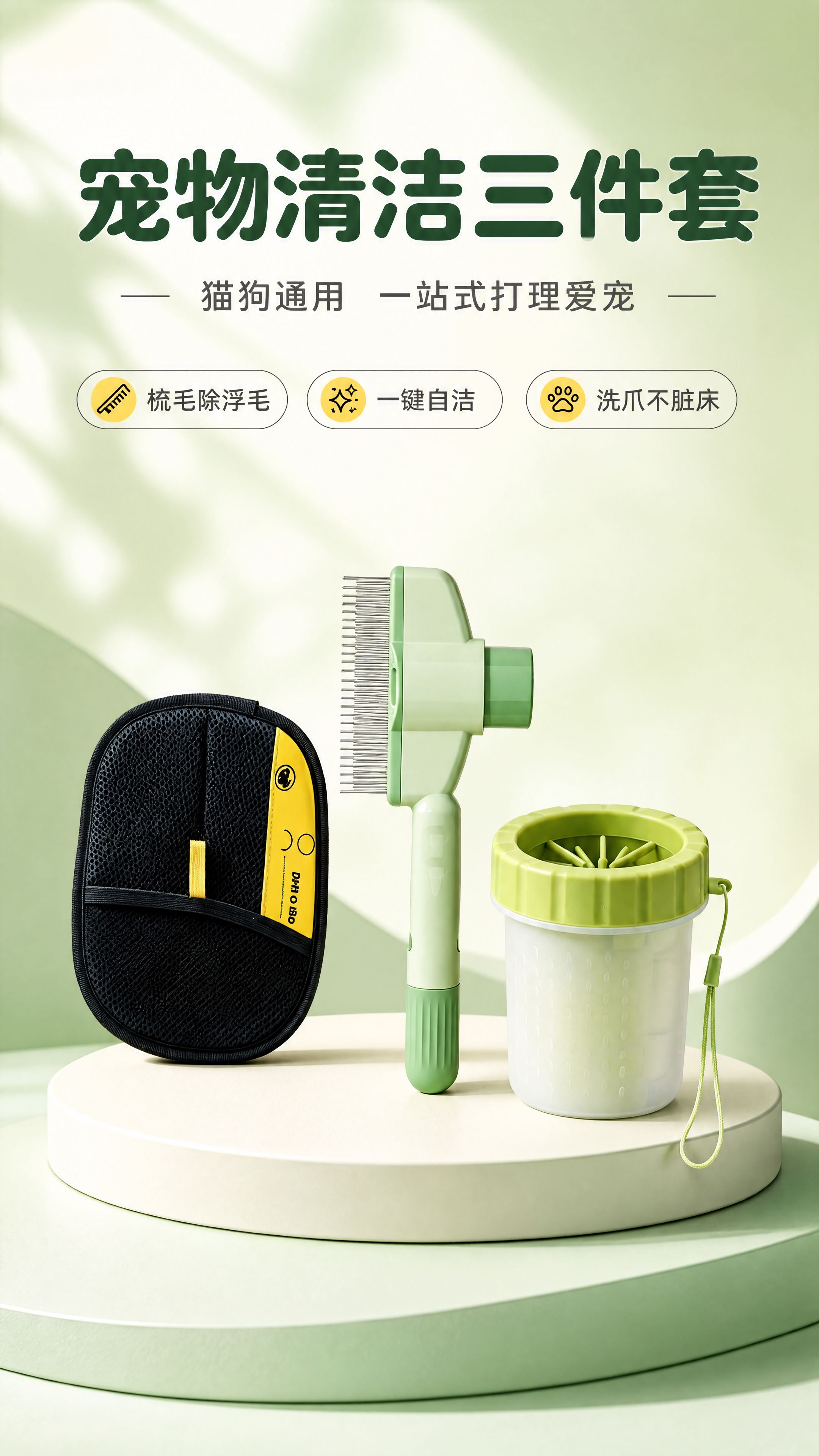 [商品] 使用【图1】宠物清洁三件套全家福；保留除毛手套（黑色… - 图片创意预览