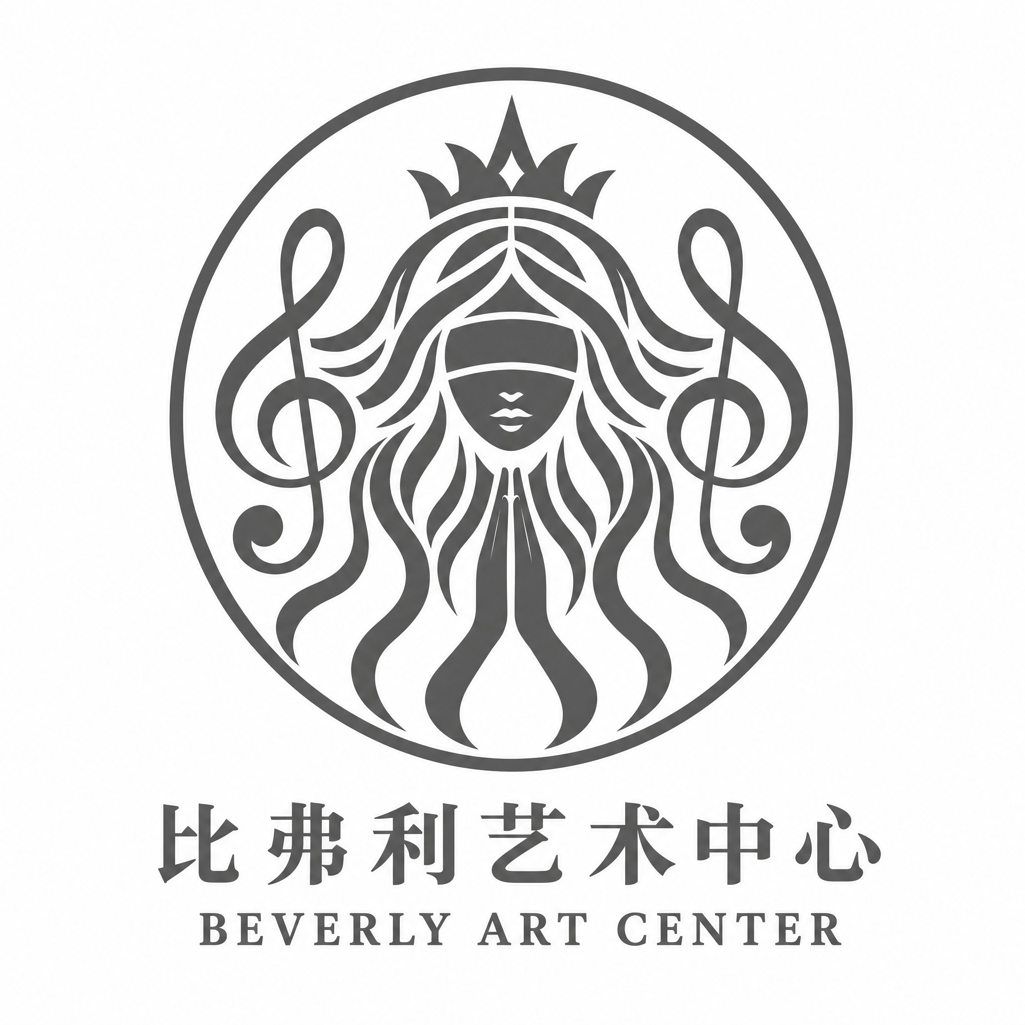 参考图2的深灰色扁平化纯色logo样式，将图1的蒙眼女神音乐符… - 图片创意预览
