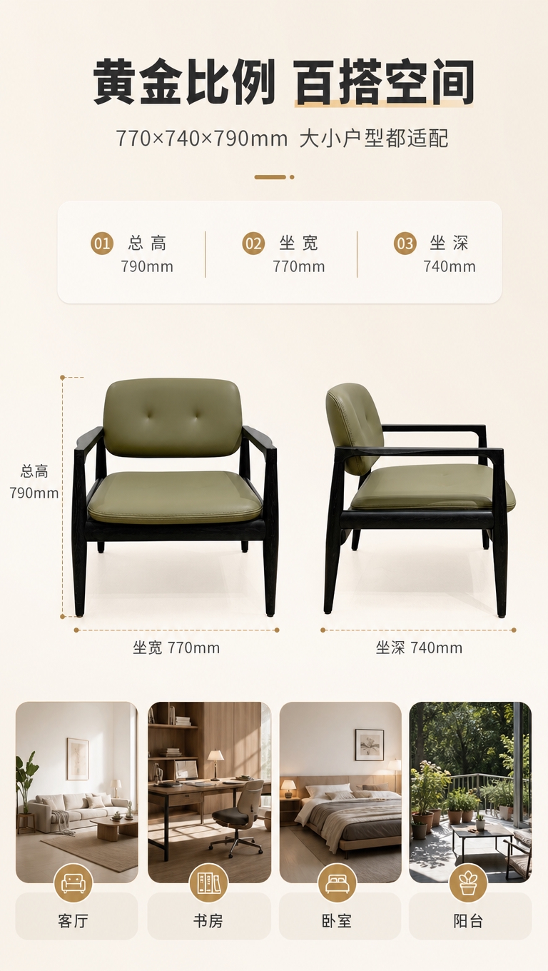 [商品] 使用【图1】D8817橄榄绿色超纤皮休闲椅；保留产品… - 图片创意预览