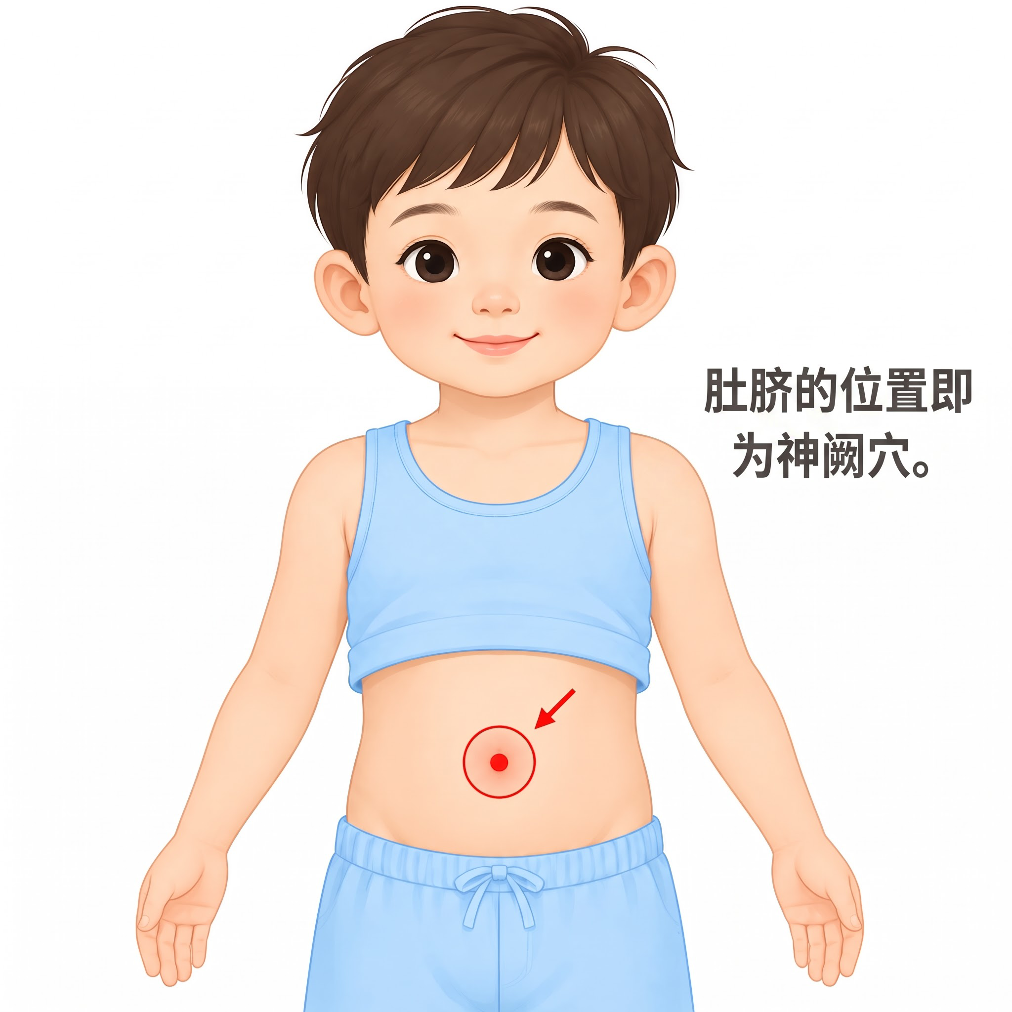 图片右侧中间空白处，增加文字：肚脐的位置即为神阙穴 - 图片创意预览