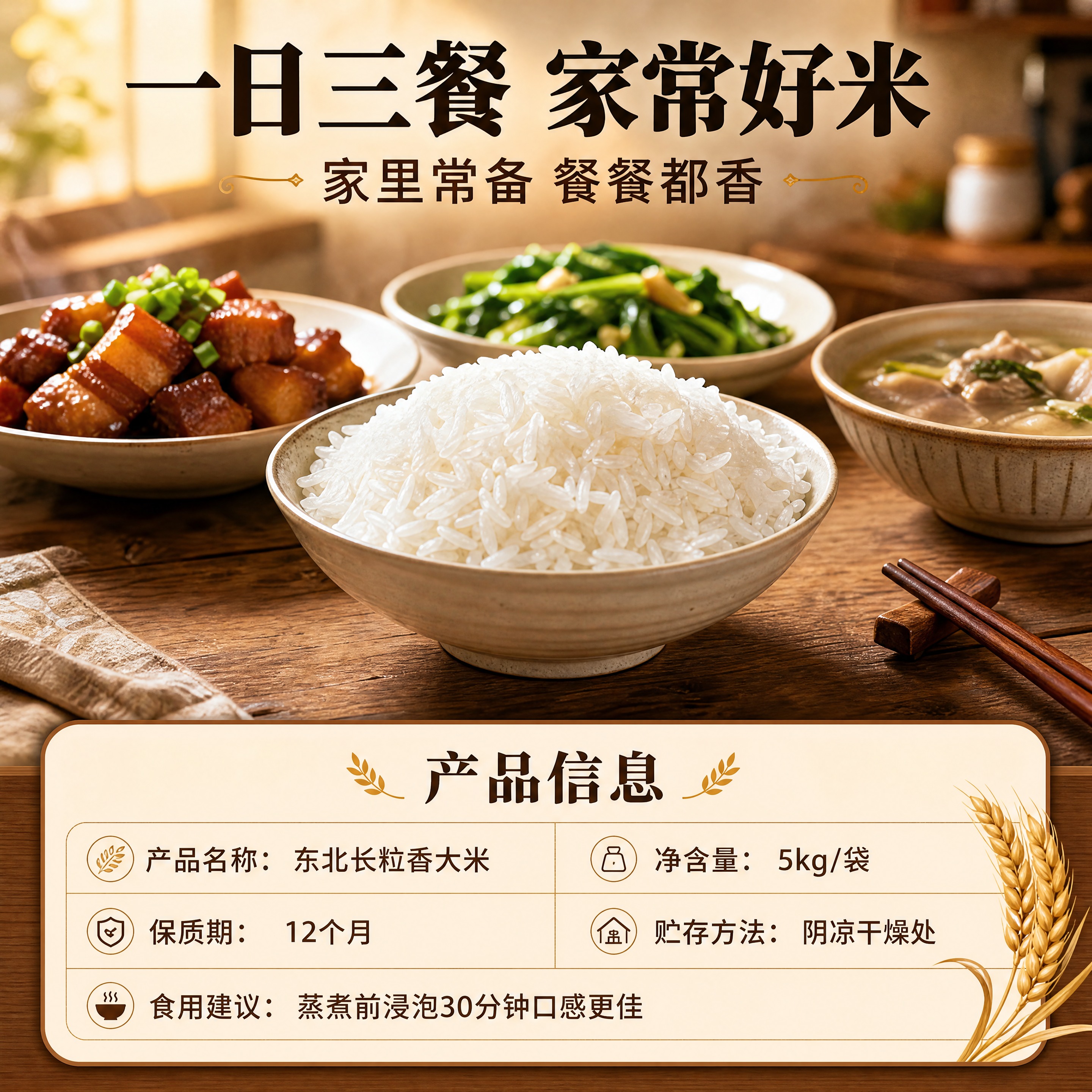 [商品] 使用【图1】东北长粒香大米的米粒形态参考；展示家常餐… - 图片创意预览