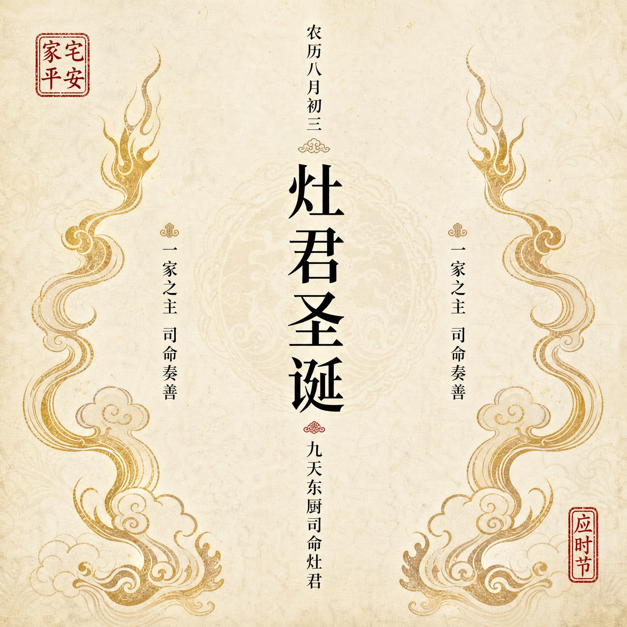 灶君圣诞电商主图，1:1正方形，淘宝天猫平台。参考图3的新中式… - 图片创意预览