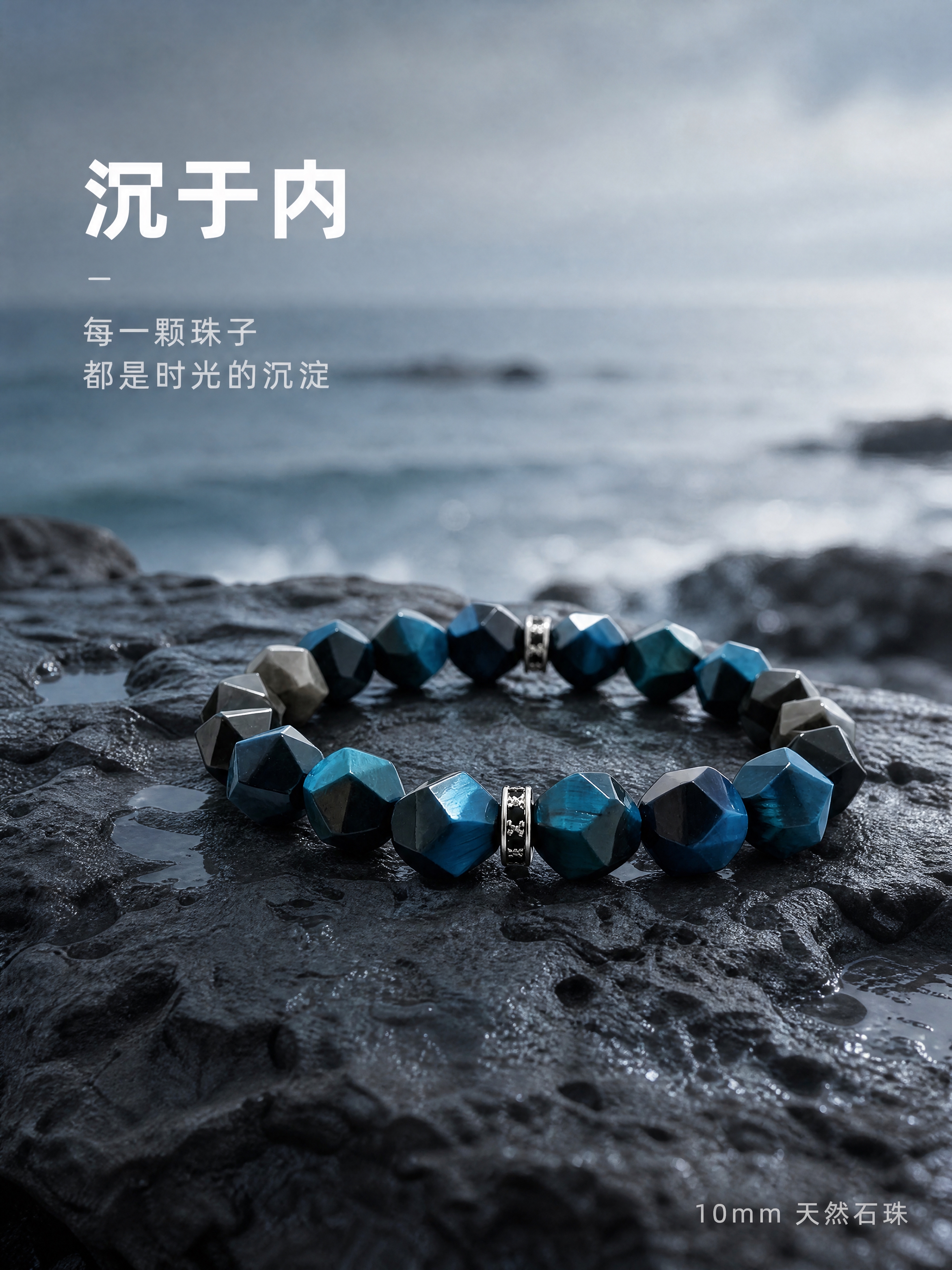 [商品] 使用【图1】天然切面银曜石蓝虎眼手串；保留手串完整结… - 图片创意预览
