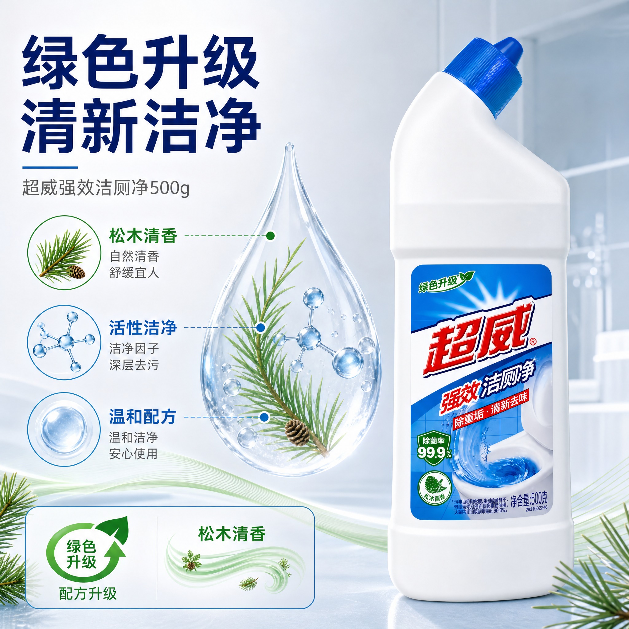 [主图-3] 超威强效洁厕净500g 成分与品质介绍图，绿色升… - 图片创意预览