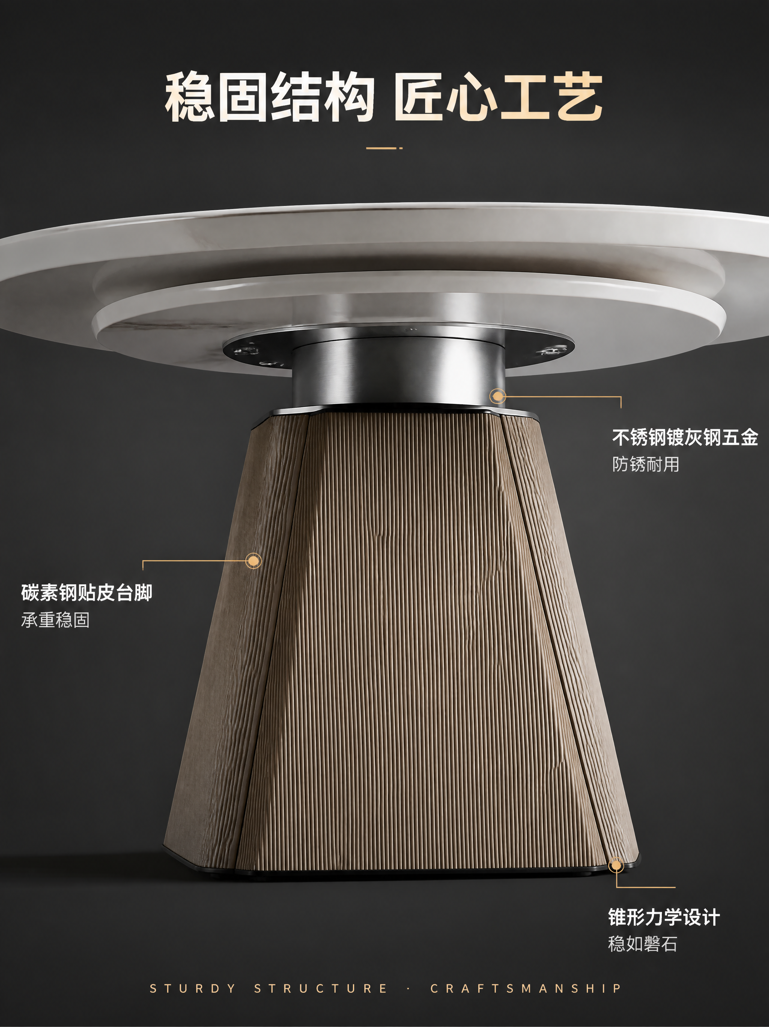 [第4张] 结构工艺页-不锈钢镀灰钢五金+碳素钢台脚结构展示。… - 图片创意预览