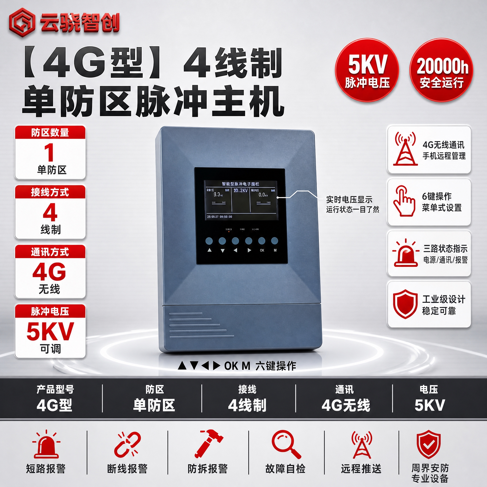 [单张主图] 【4G型】4线制单防区脉冲主机，参考[image… - 图片创意预览