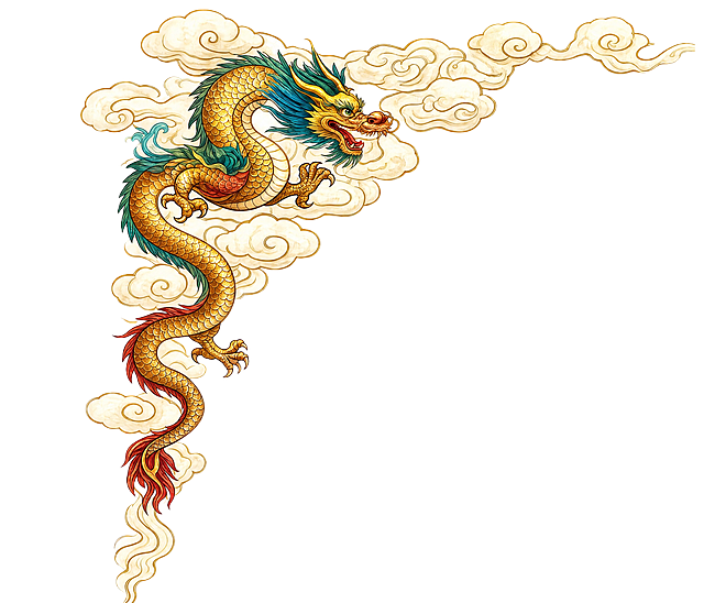 复刻重绘原图中的中国龙和祥云，保持龙和祥云的原有形状与构图不变，优化所有细节：龙的鳞片纹理清晰精致、层次丰富，龙的眼睛有神采、细节刻画到位，龙身立体感强烈，肌肉结构饱满有张力，龙爪刚劲有力，鬃毛飘逸自然；祥云线条流畅连贯，云纹细节精致。采用中国传统工笔重彩风格，色彩饱满，线条精细流畅，背景为纯白色，4K高清画质