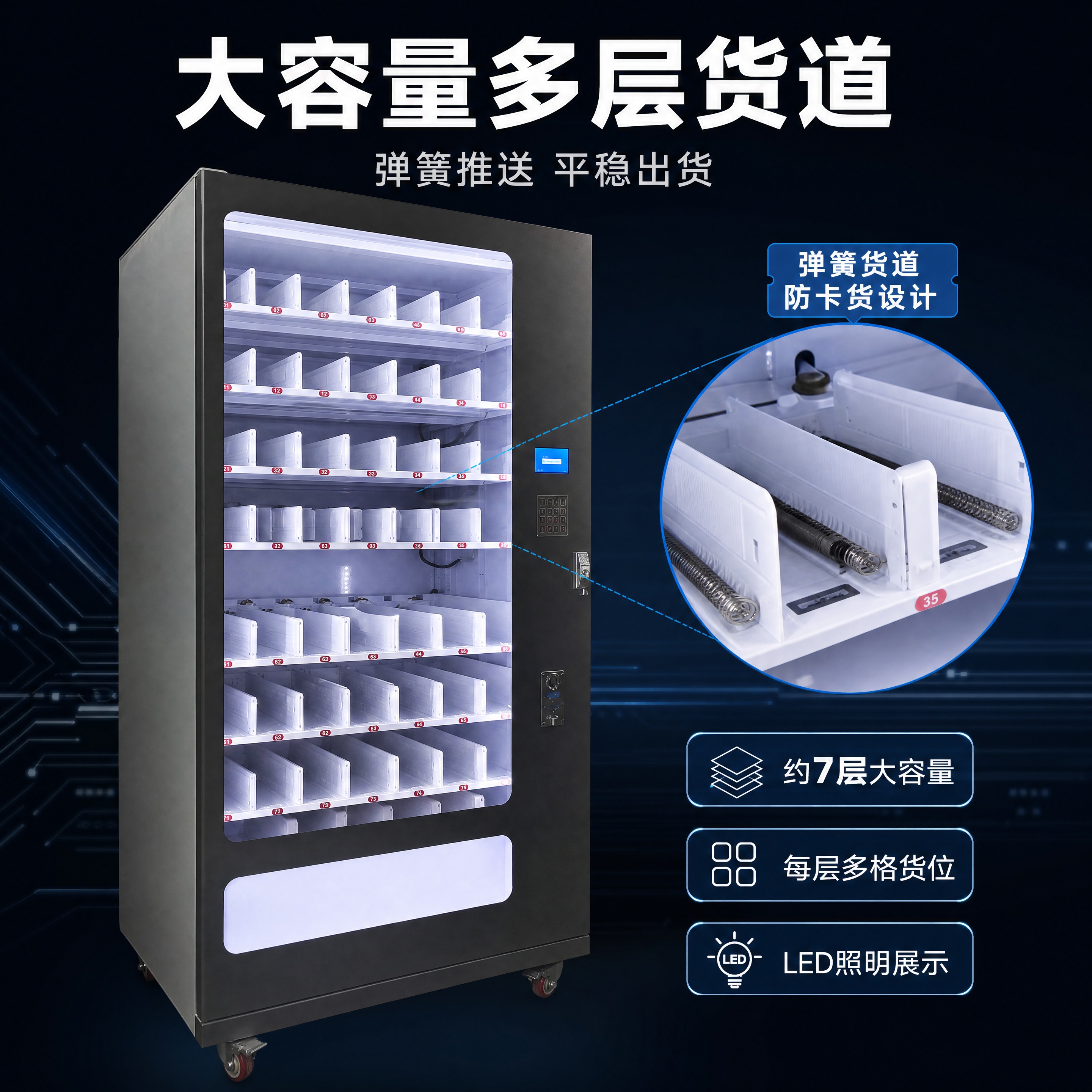 [商品] 使用【图2】灰色按键款自动售货机侧面角度图；重点保留… - 图片创意预览