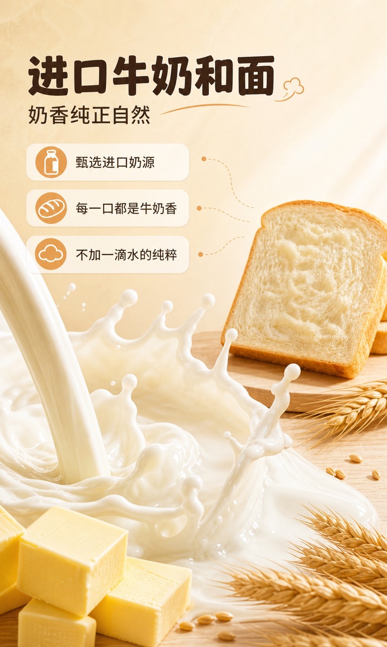 [商品] 使用【图1】牛奶云朵吐司切片；保留吐司切片形态、金棕… - 图片创意预览