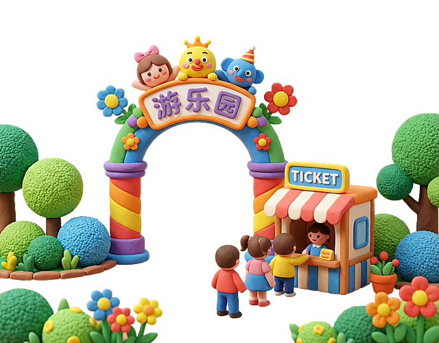 「图片1」以这种风格生成游乐园入口