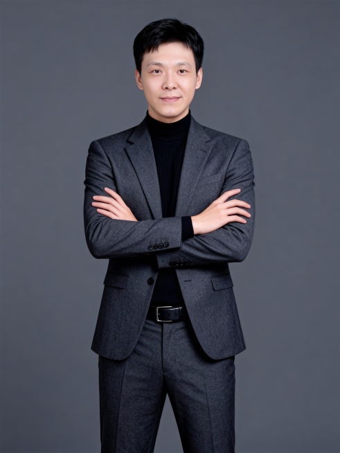 保留人物脸型､发型､年龄特征生成标准职场形象照,50mm焦段,F/4光圈(F/2.8-F/4区间),相机与人物距离3米,横向16:9比例(左右预留环境空间),冷白皮人物占画面60%,入镜头部至膝盖上方预览效果