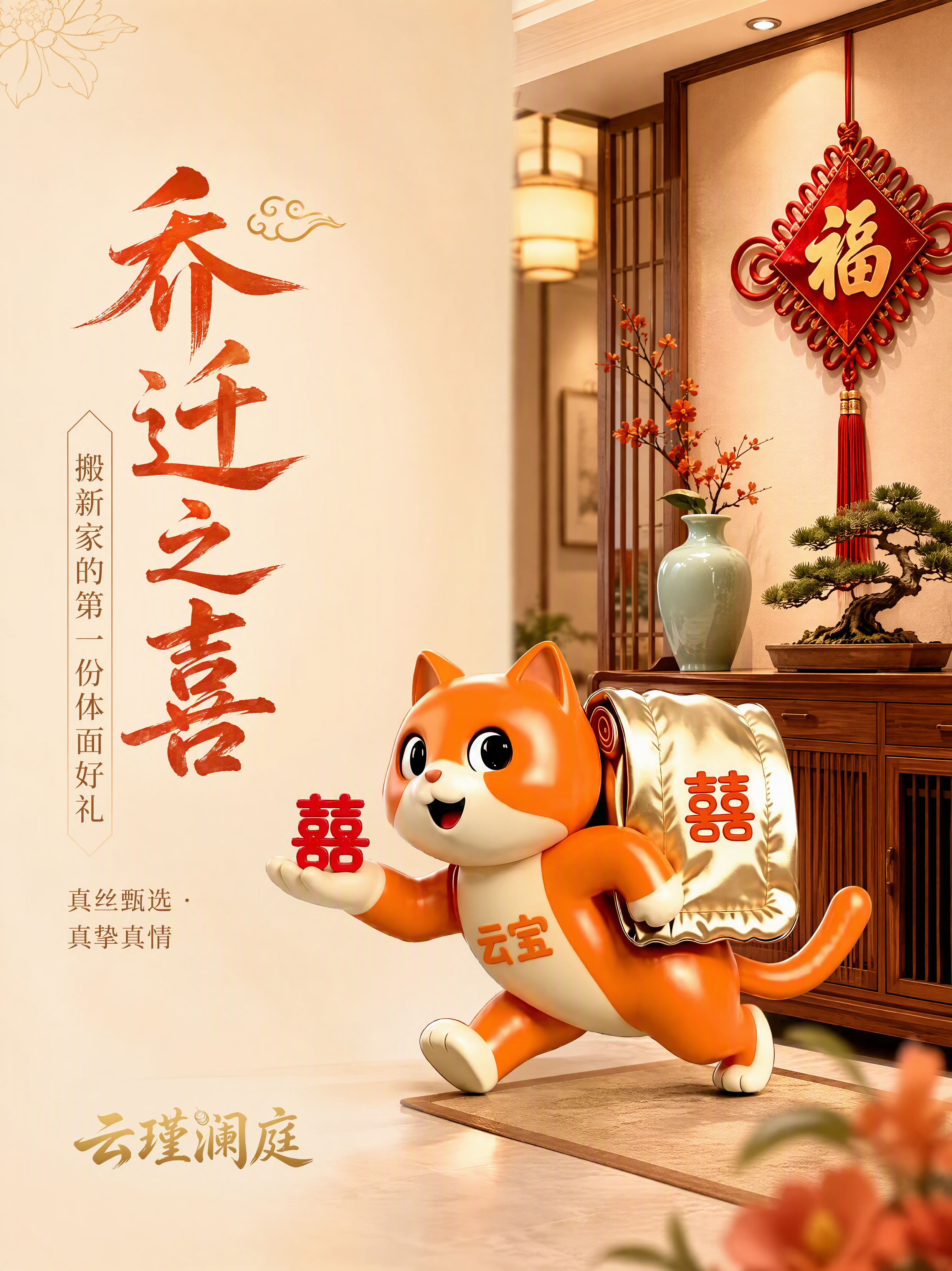 电商详情页场景隔断导航图，乔迁新居主题。本张使用【图2】中的橙… - 图片创意预览