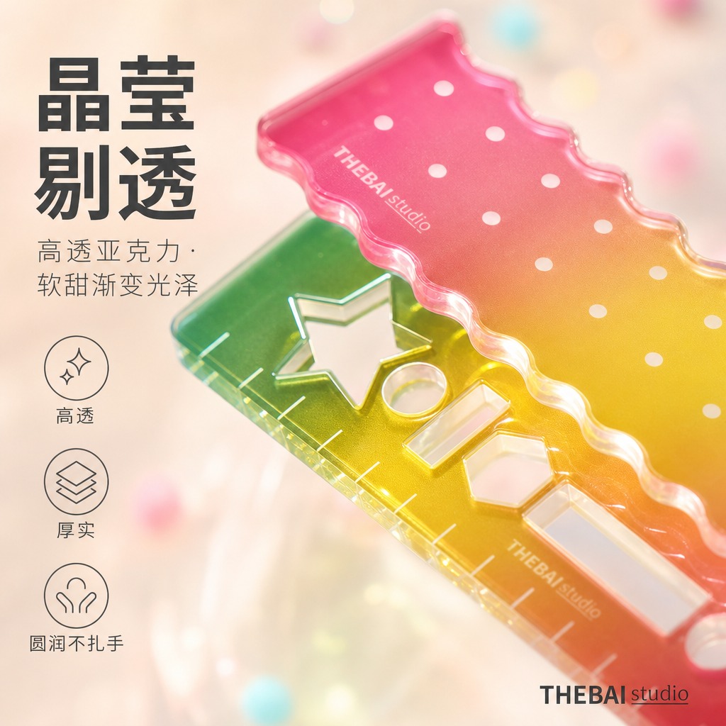 1:1方形构图，严格还原上传的THEBAI studio掌心尺… - 图片创意预览
