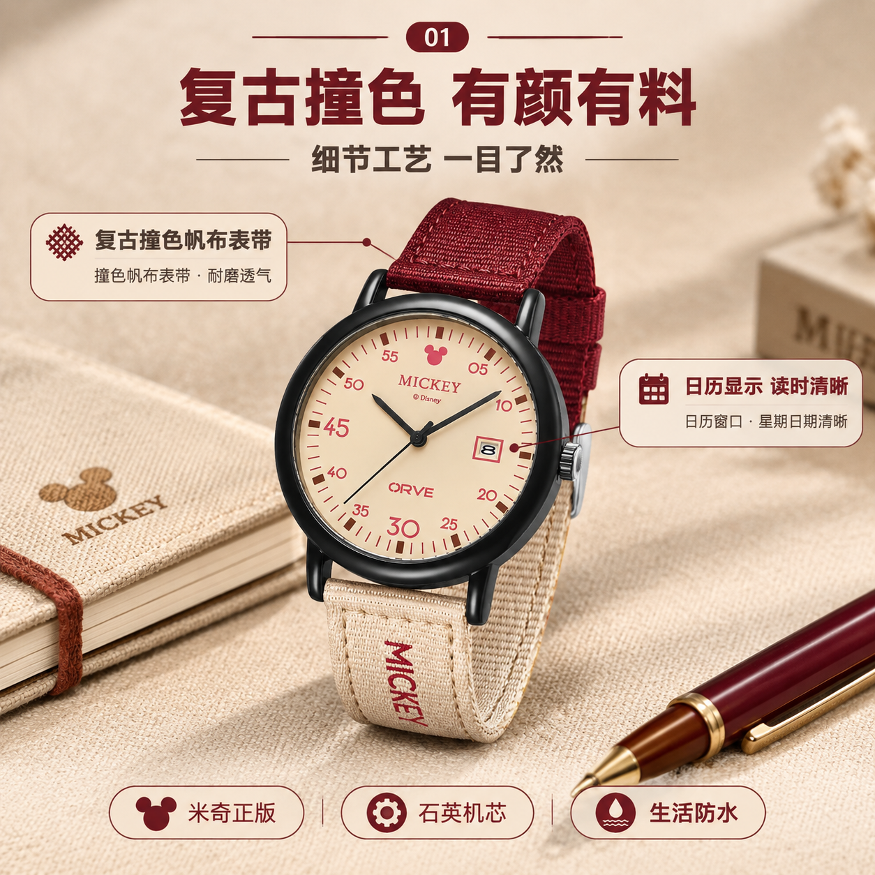 [标题版式] 主标题位于顶部居中留白区，粗黑体酒红色大字，配细… - 图片创意预览