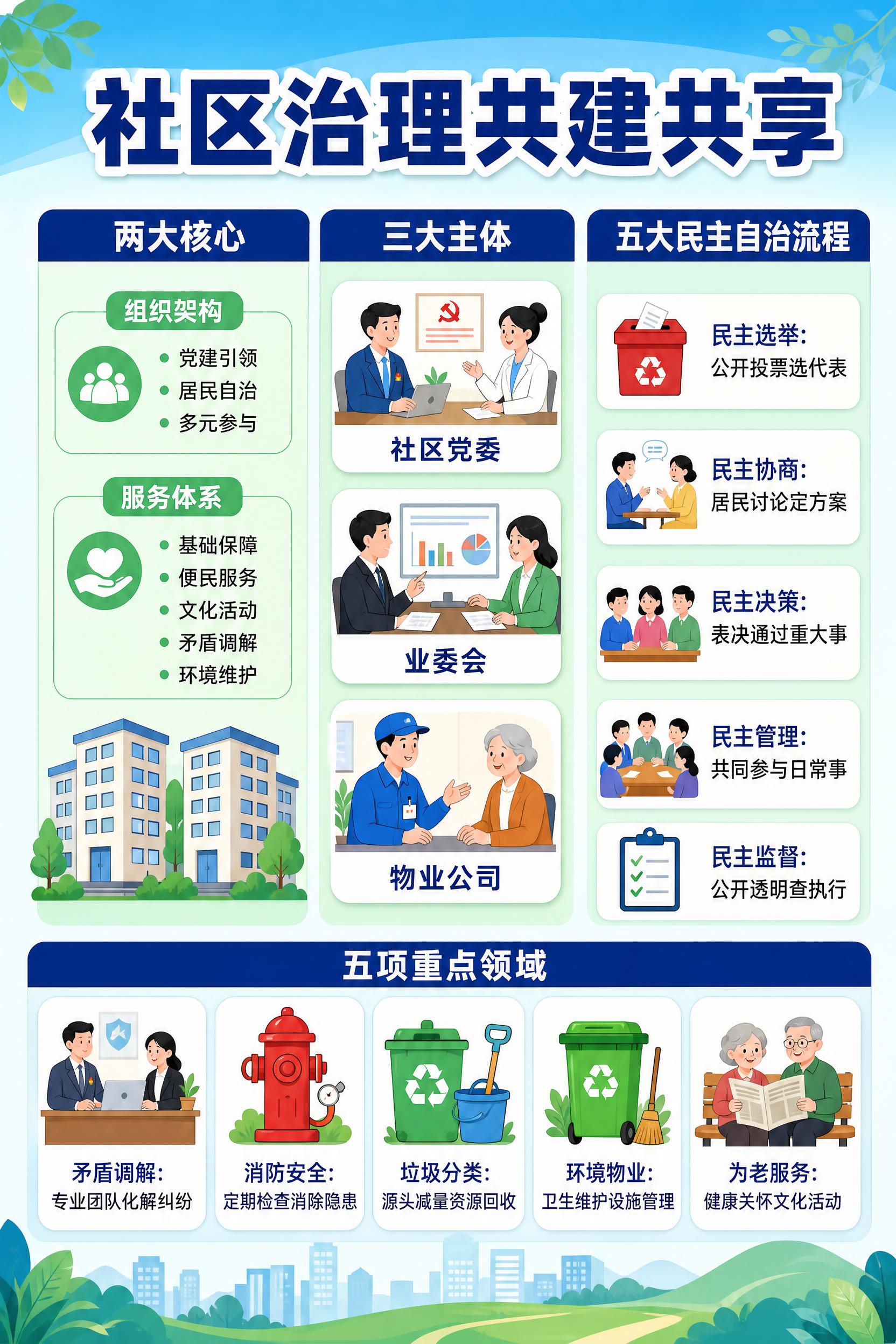 参考原图的版式骨架和信息结构，重新设计一张A4竖版社区治理共建… - 图片创意预览