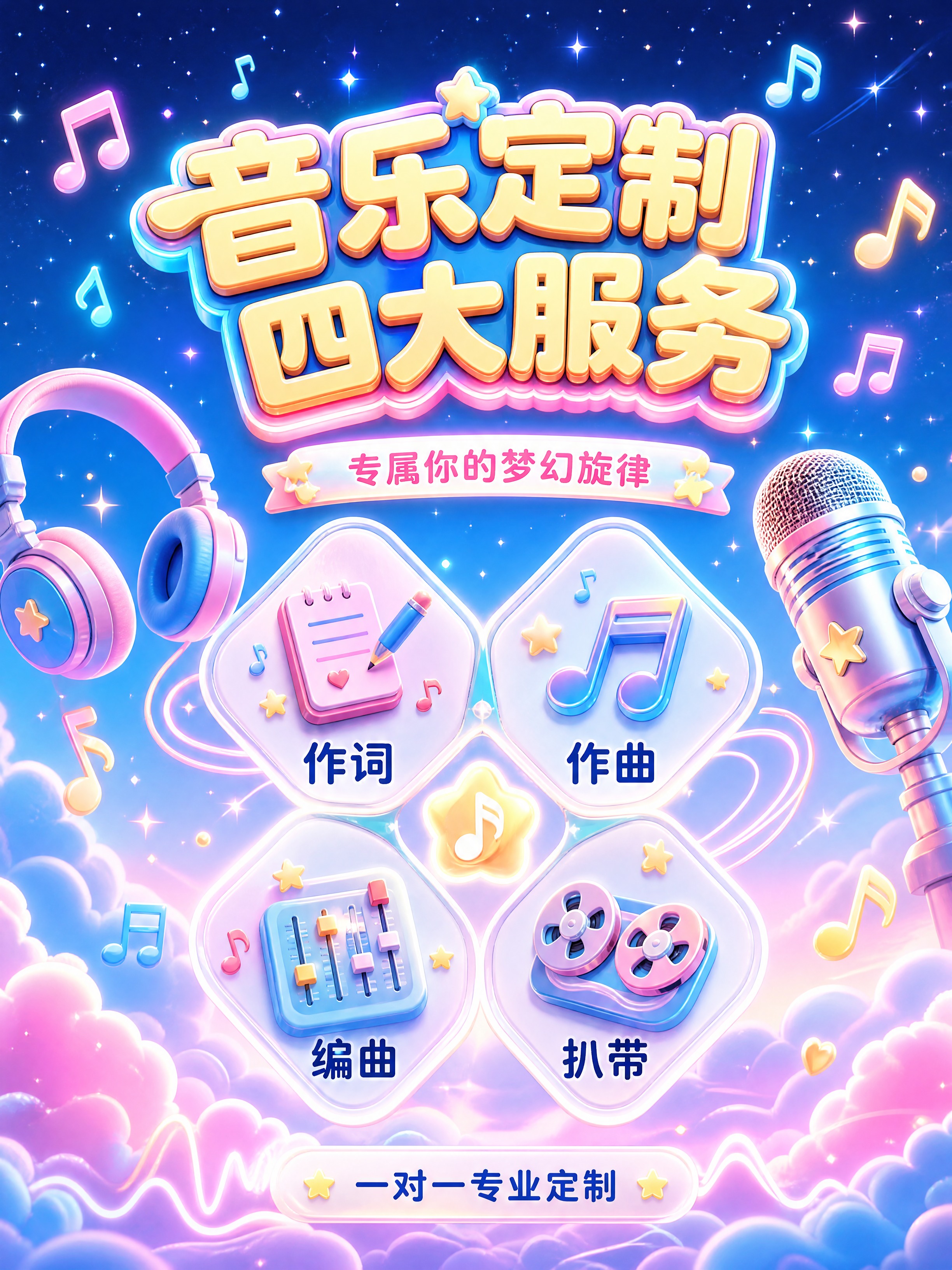 [商品] 使用【图1】【图2】作为音乐服务视觉风格参考；保留3… - 图片创意预览