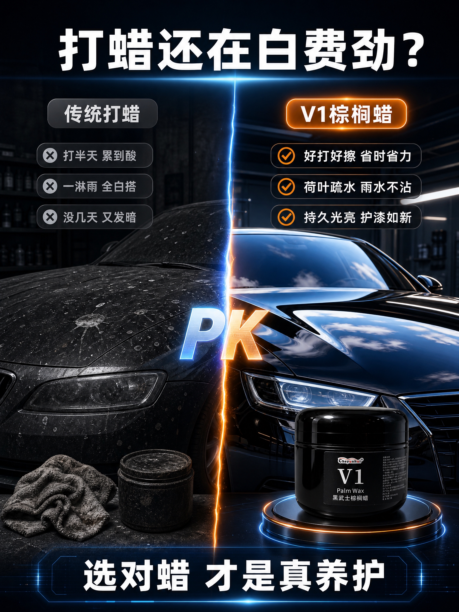[商品] 本页为痛点直击页，右下角小图展示V1棕榈蜡产品作为对… - 图片创意预览