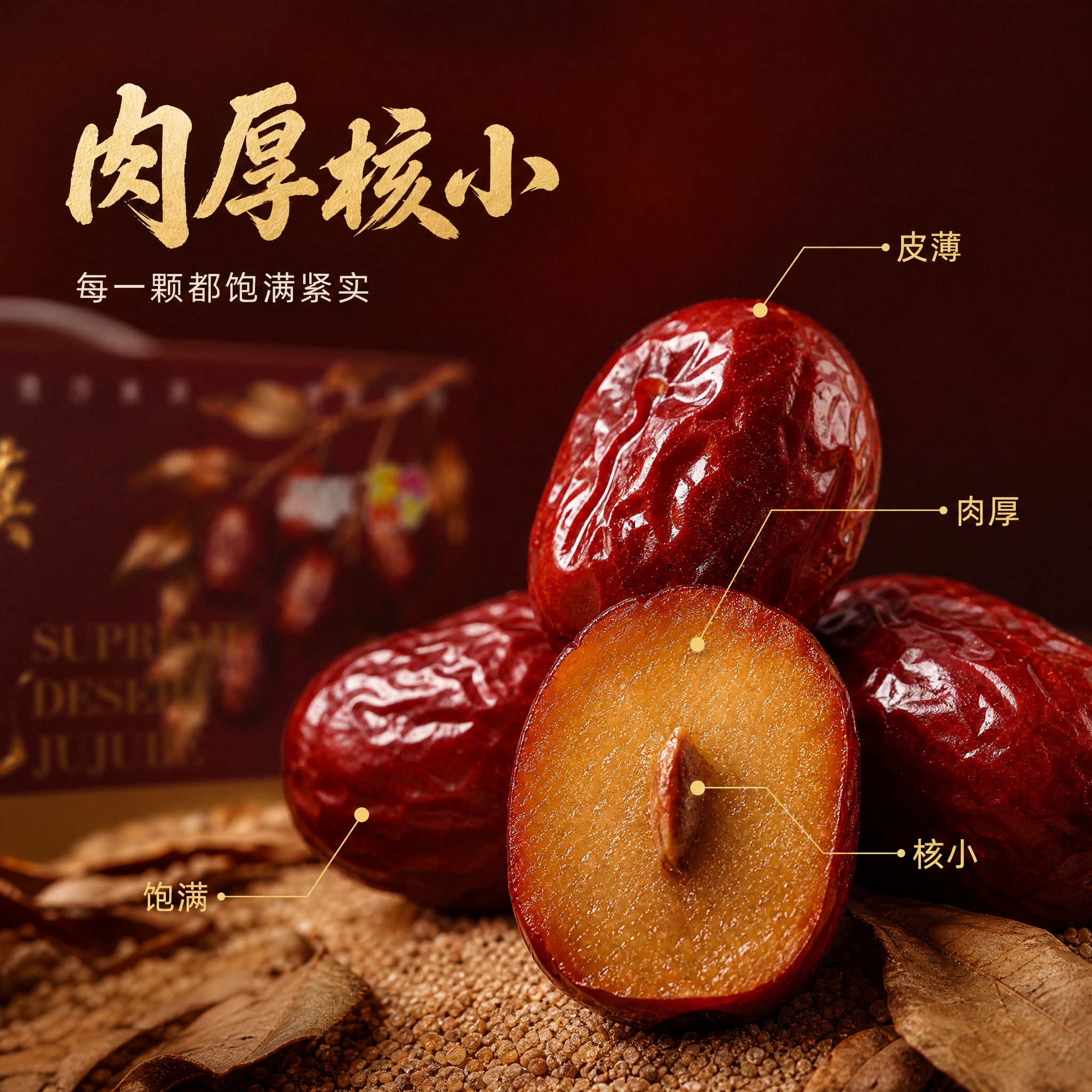 [主图-3] 细节与品质展示，微距呈现和田灰枣的饱满质感与肉厚… - 图片创意预览