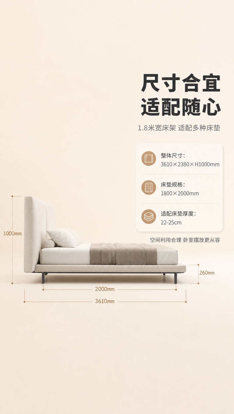 [商品] 使用【图1】意式简约悬浮布艺软包床；保留床头高软包、… - 图片创意预览